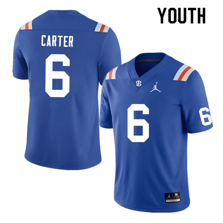 Youth #6 Zachary Carter Florida Gators College Football Jerseys Sale-Throwback